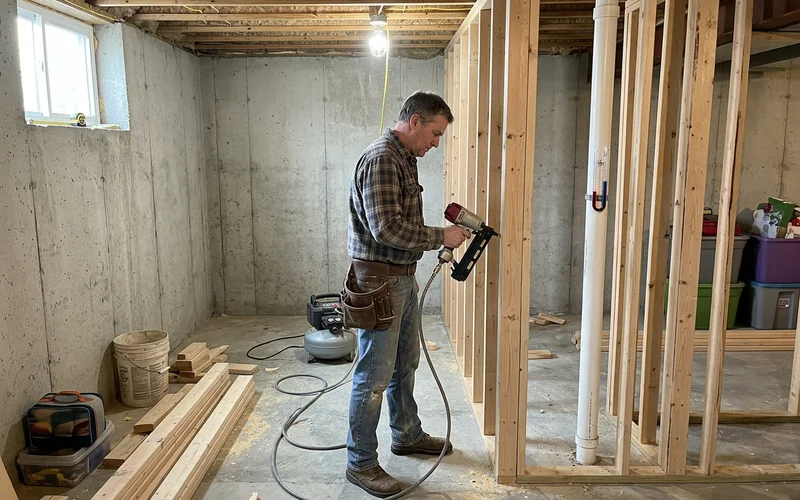 Basement being finished around an existing radon pipe