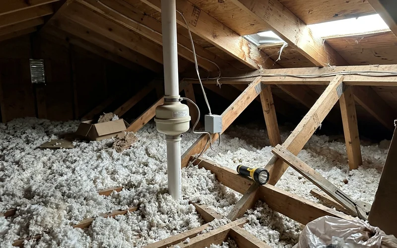 Radon fan in an attic with an electrical box