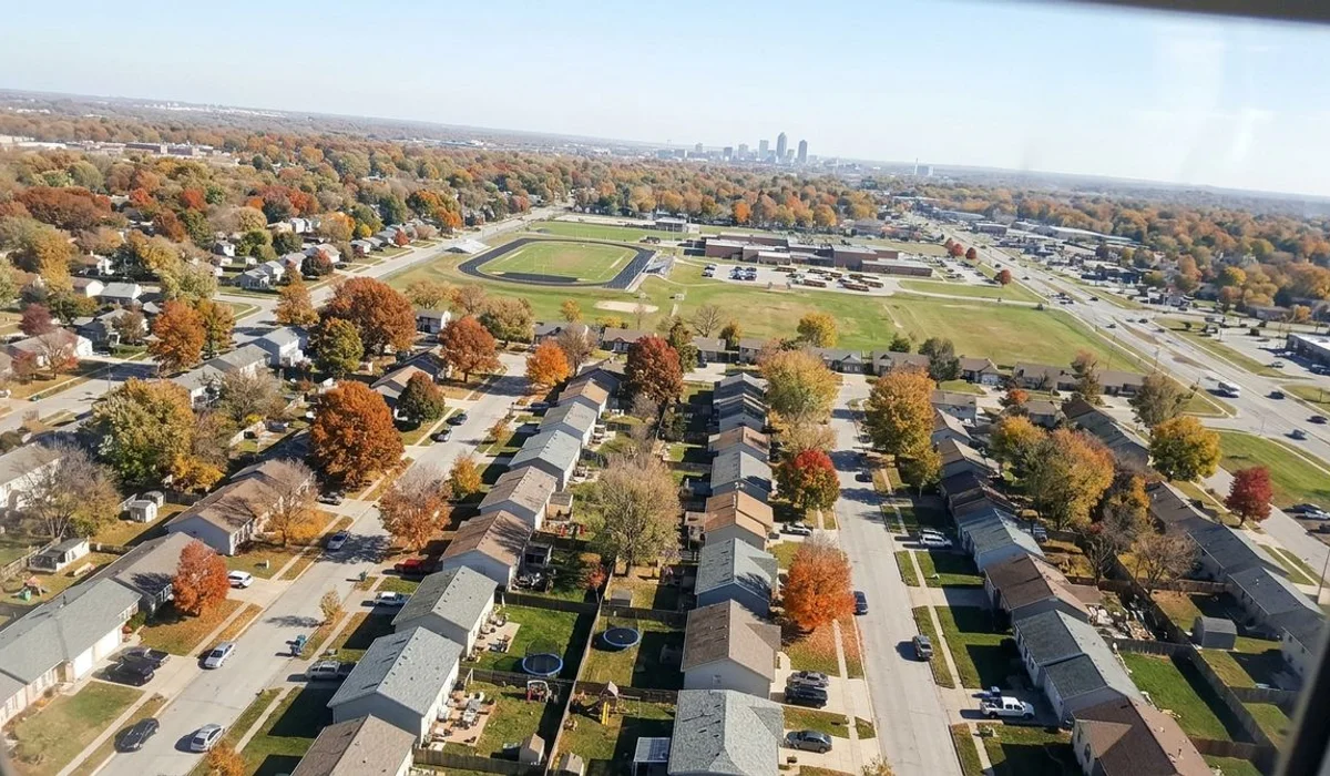 Aerial view of Des Moines suburbs