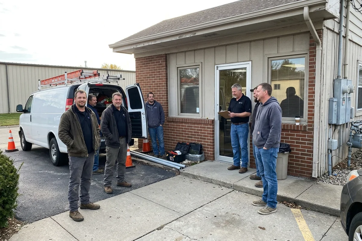 The Radon Mitigation Des Moines team outside the office