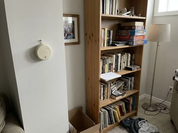 Long-term alpha track radon detector in a family room