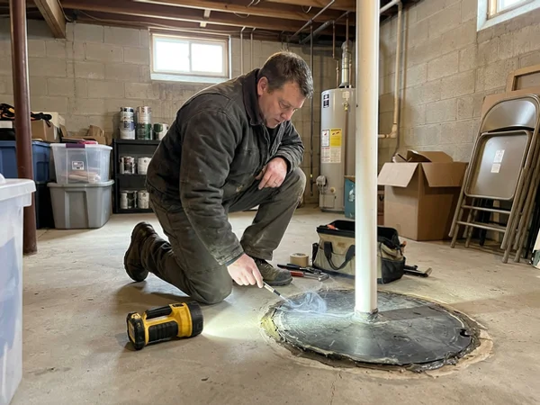Smoke stick leak test at a sump lid